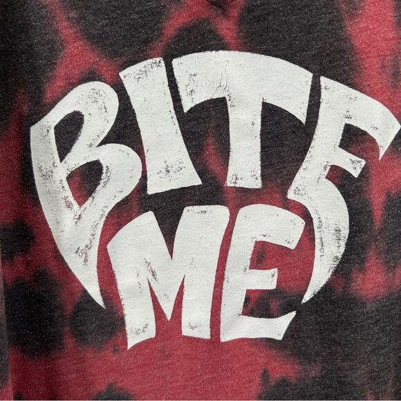 Torrid Red and Black Tie-Dye 'Bite Me' V-Neck Tee - Picture 4 of 8